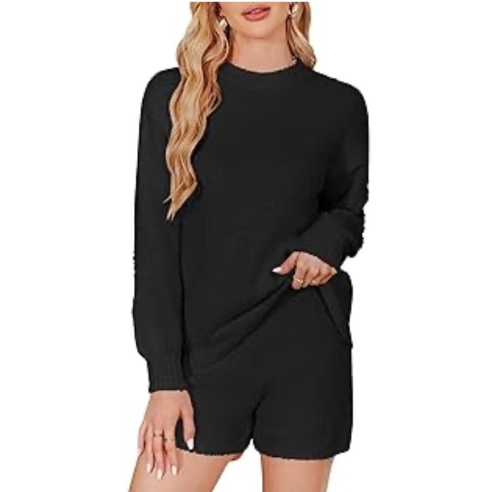 ZAFUL Women’s Black Super Soft Fuzzy Fleece Pajama Set 2-Piece NWT Size Small 4